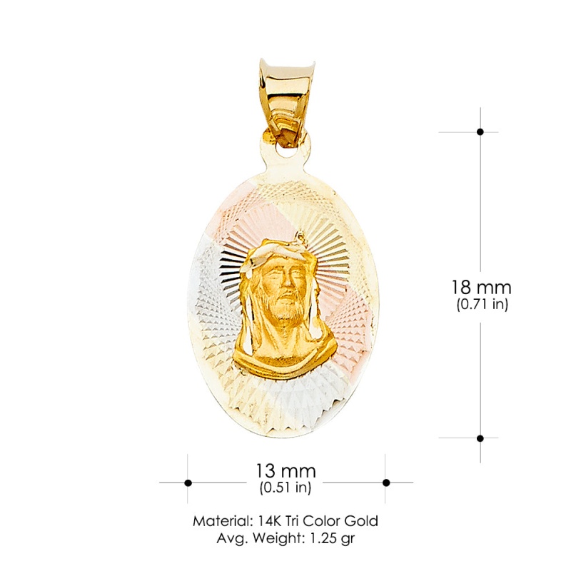 14K Gold Religious Jesus Stamp Charm Pendant