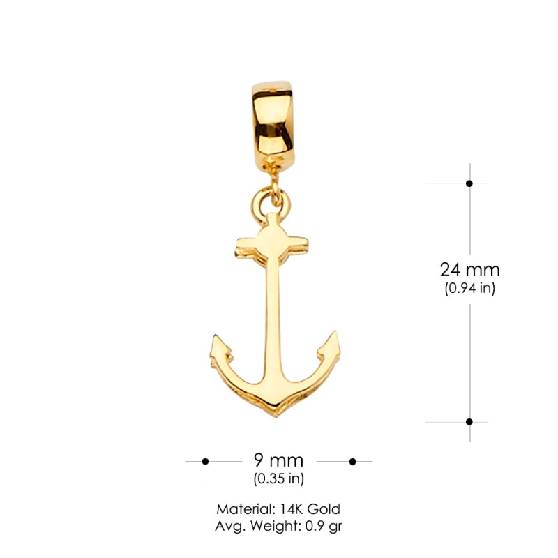14K Gold Nautical Anchor Mix & Match Charm Pendant