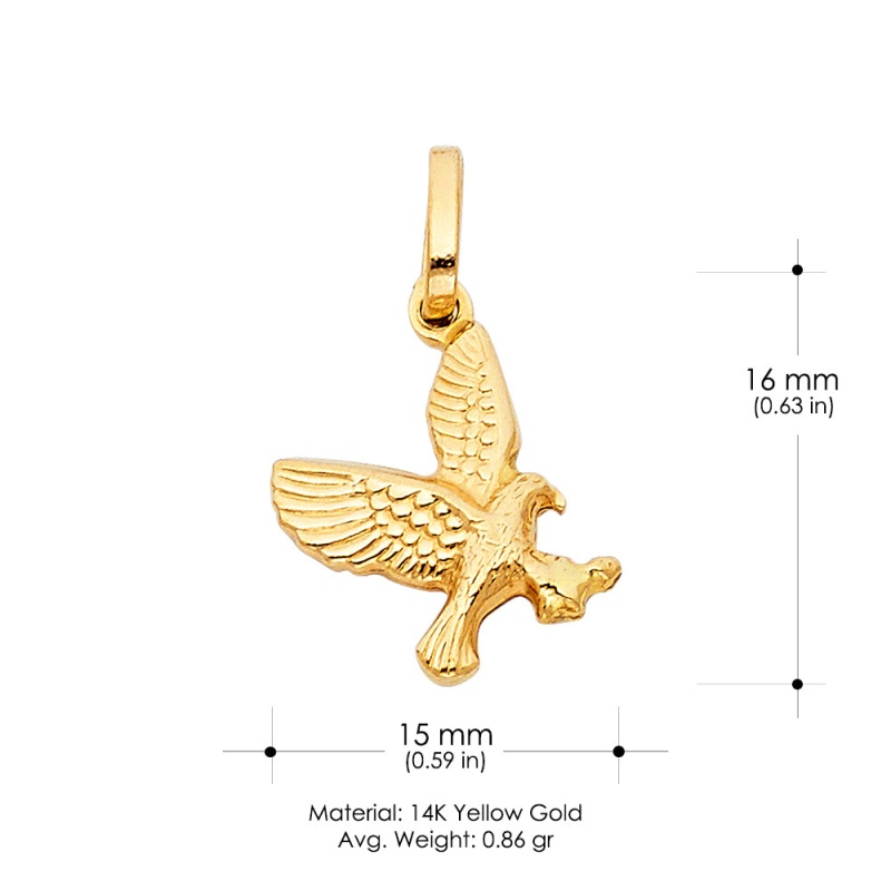 14K Gold Flying Eagle Charm Pendant