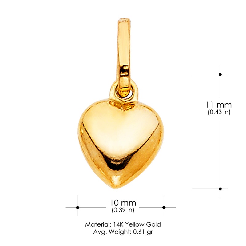 14K Gold Plain Heart Charm Pendant