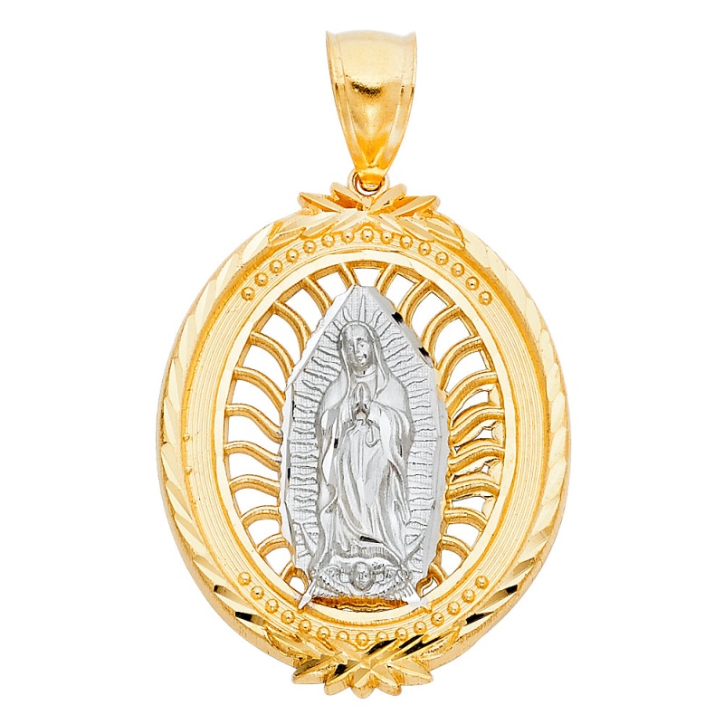 14K Gold Religious Guadalupe Charm Pendant