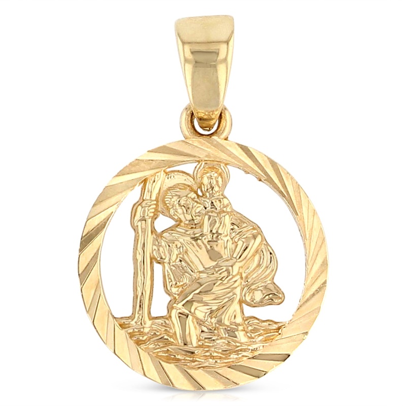 14K Gold Saint Christopher Religious Pendant