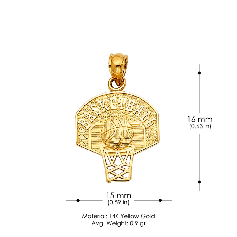 14K Gold Basketball Charm Pendant
