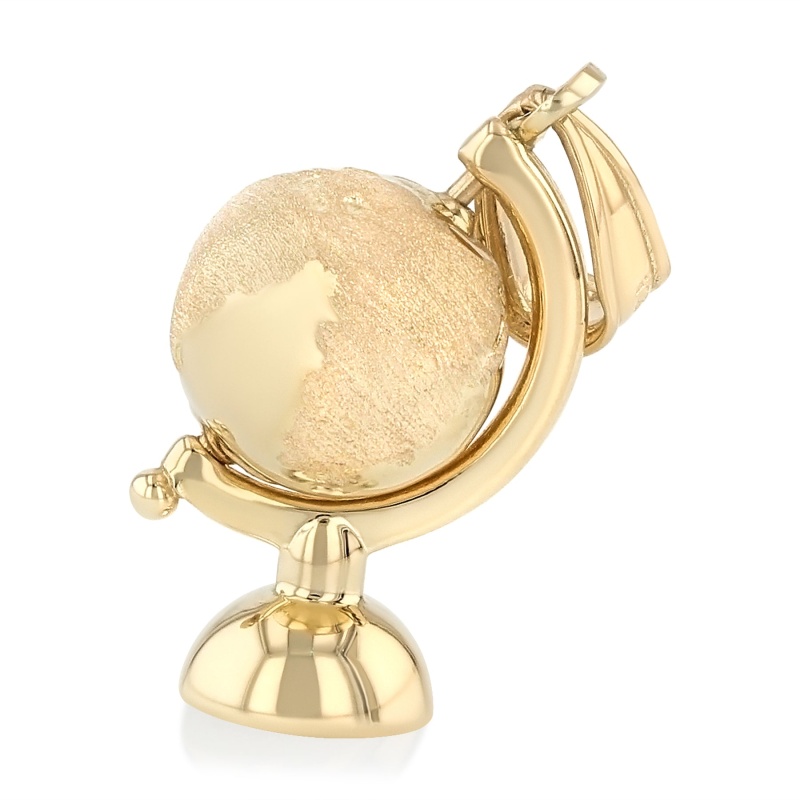 14K Gold Earth Globe Traveler's Charm Pendant