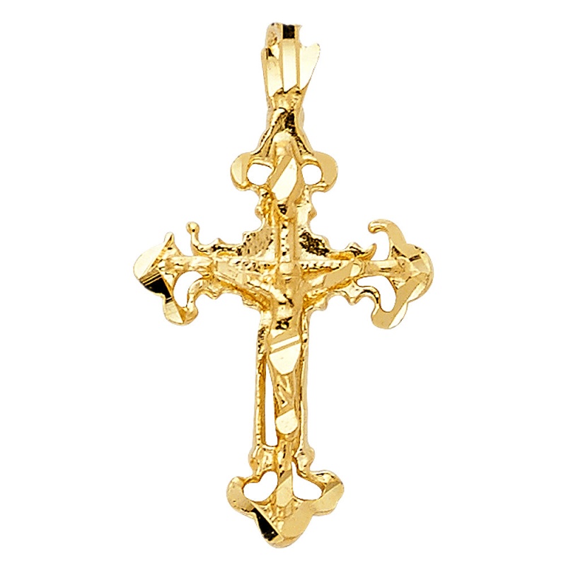 14K Gold Religious Crucifix Charm Pendant