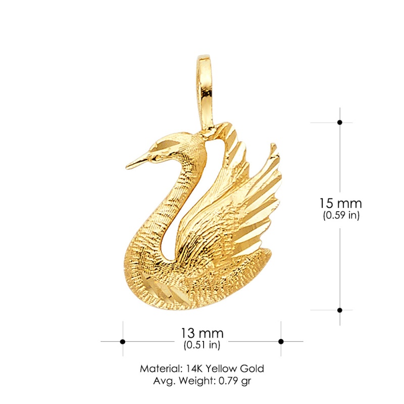 14K Gold Swan Charm Pendant
