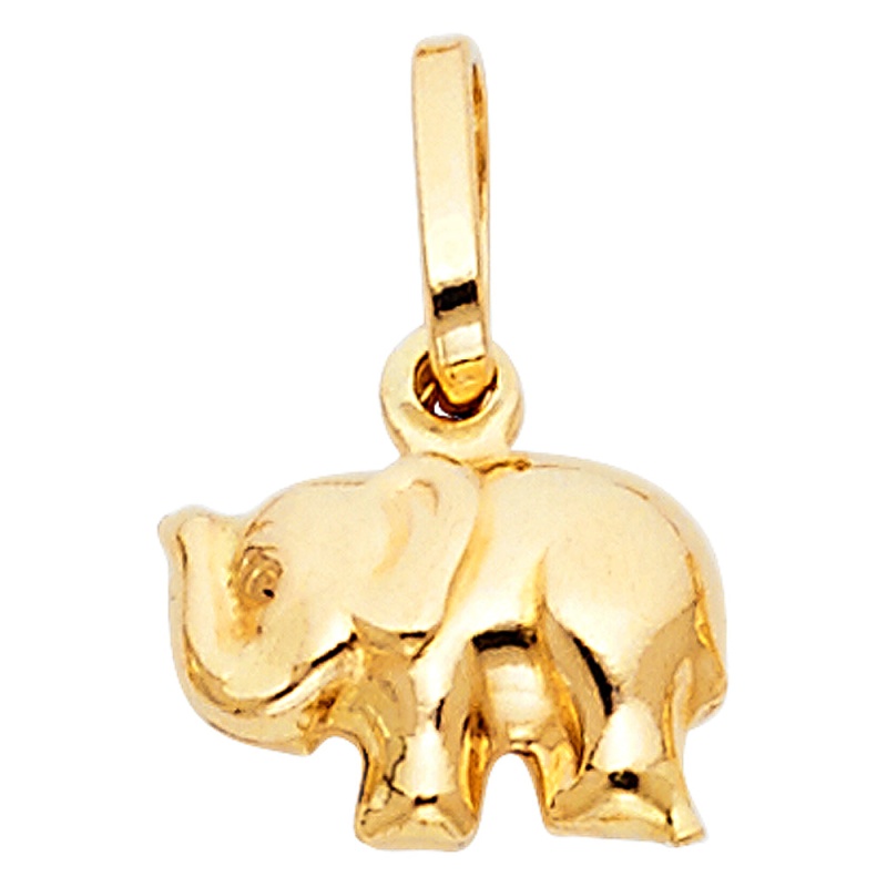 14K Gold Elephant Strength & Luck Charm Pendant