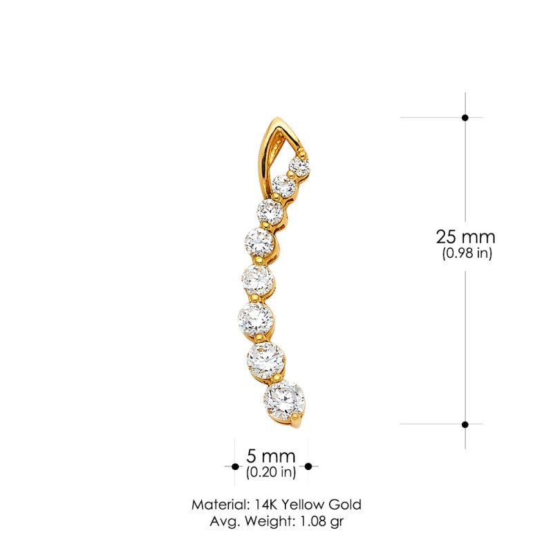 14K Gold Italian Horn Cz Studded Lucky Charm Pendant