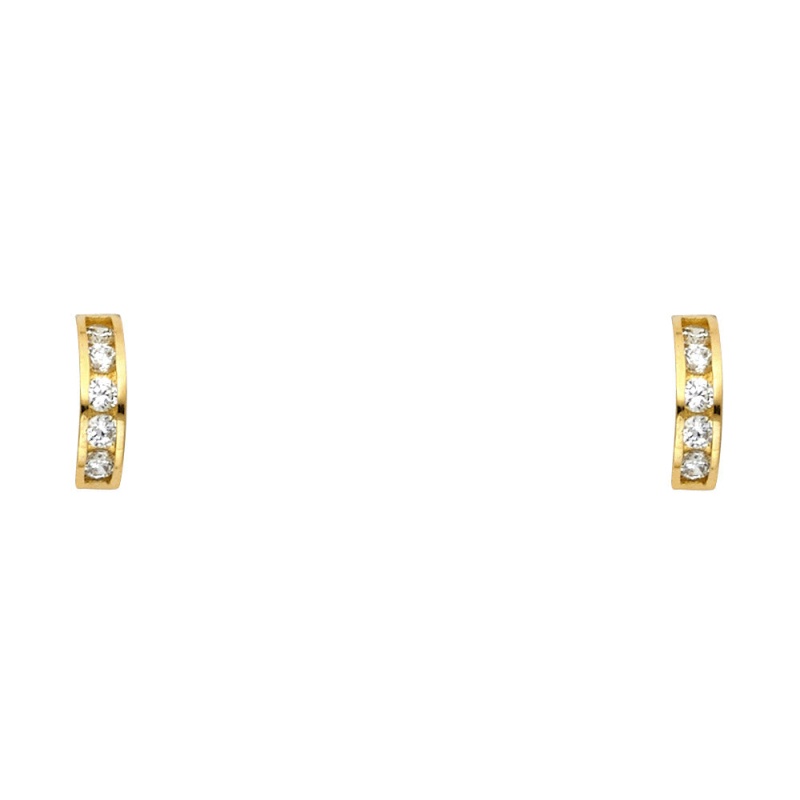 14K Gold Cz Stud Earrings