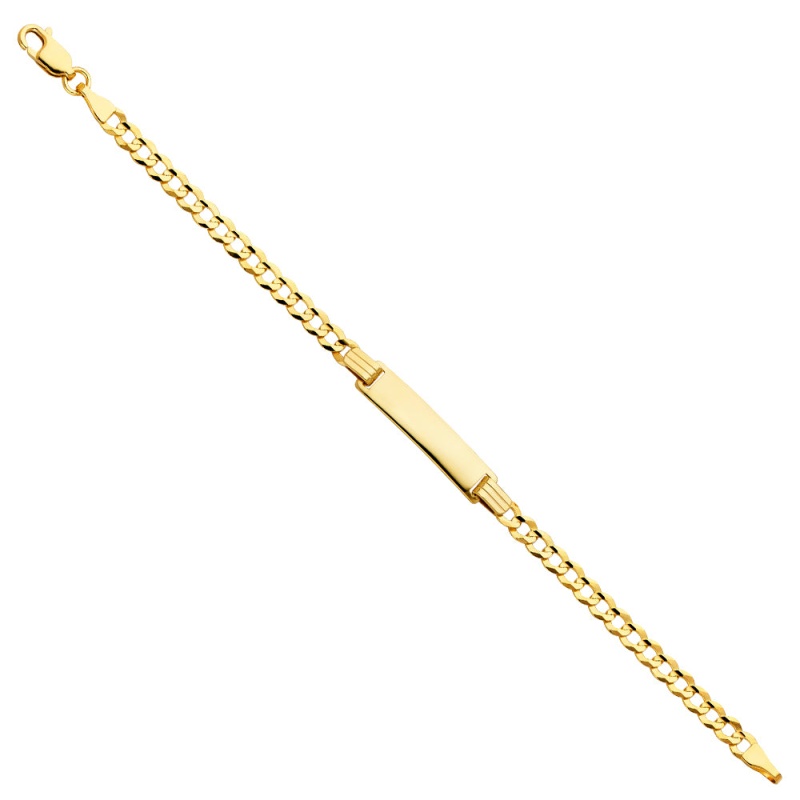 14K Solid Gold Cuban Baby Id Bracelet - 6'