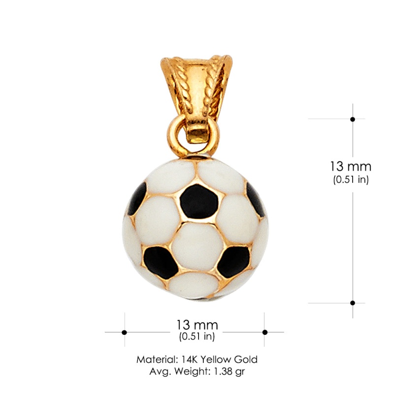 14K Gold Soccer Ball Enamel Charm Pendant
