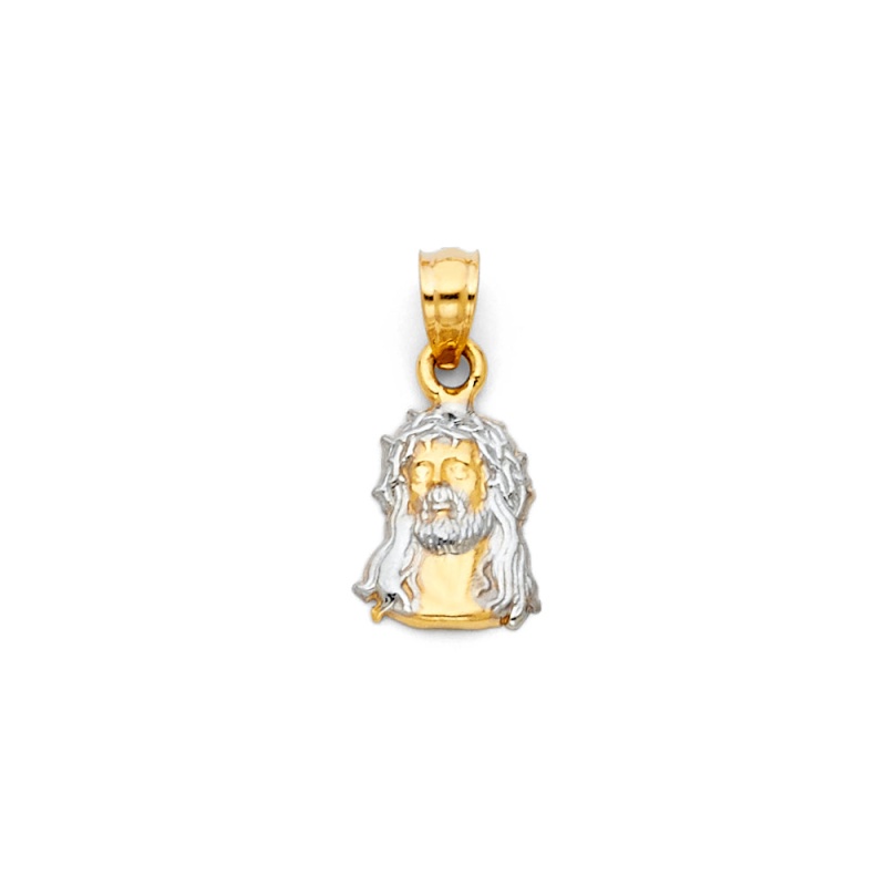 14K Gold Jesus Face Religious Pendant