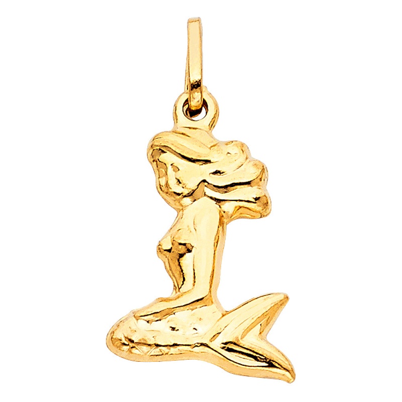 14K Gold Mermaid Charm Pendant
