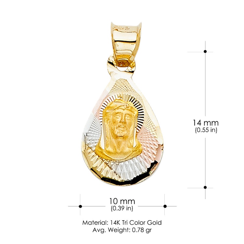 14K Gold Religious Jesus Stamp Charm Pendant