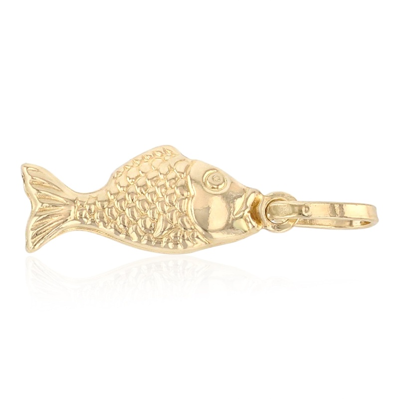 14K Gold Fish Charm Pendant