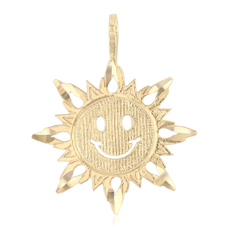 14K Gold Sun Charm Pendant