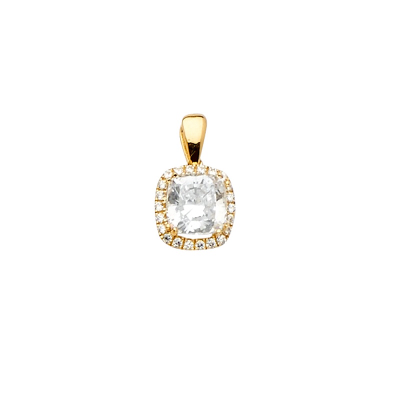 14K Gold Cz Charm Pendant
