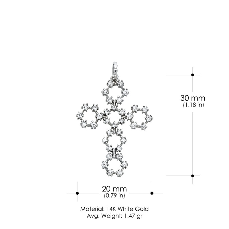 14K Gold Fancy Cross Cz Religious Pendant