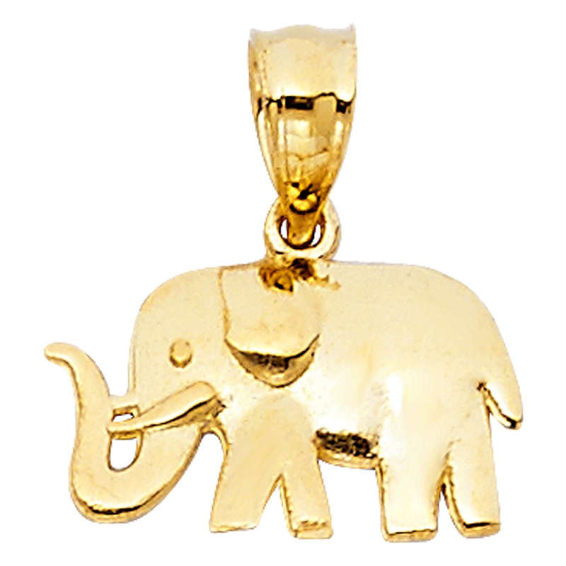 14K Gold Elephant Charm Pendant