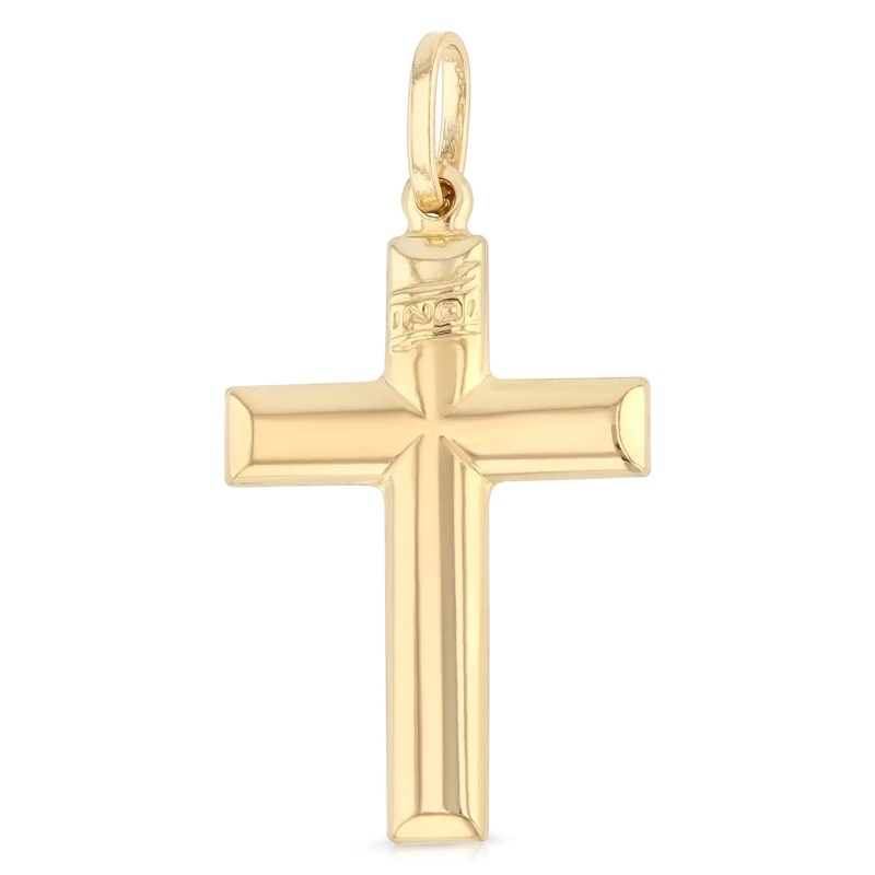 14K Gold Simple Cross Religious Pendant