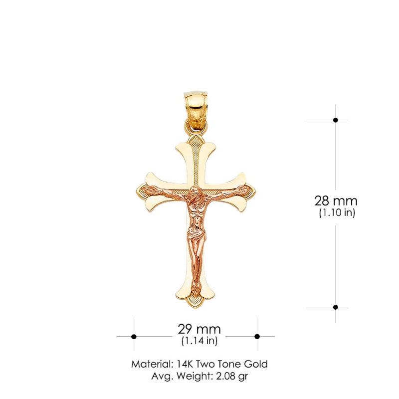 14K Gold Religious Crucifix Charm Pendant