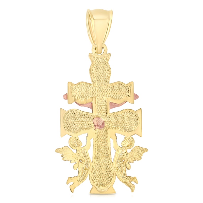 14K Gold Religious Cross Of Caravaca Charm Pendant