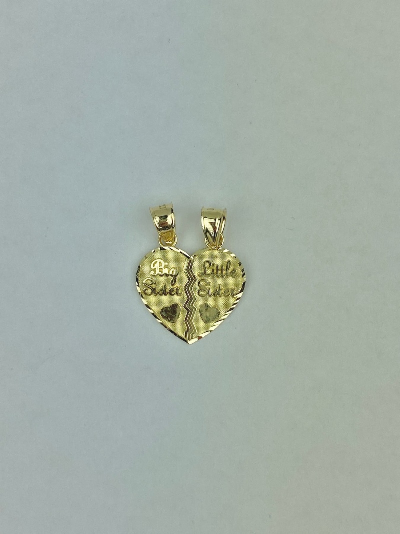 Big Sister And Little Sister 2 Piece Heart Charm Pendant