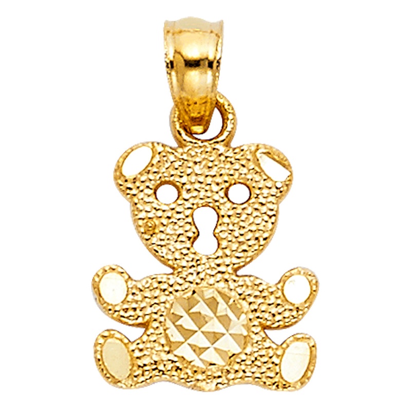 14K Gold Teddy Bear Charm Pendant