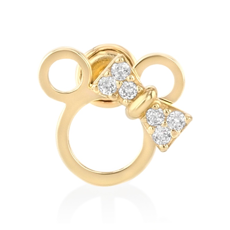 14K Gold Cz Cute Cat Kitten Stud Earrings