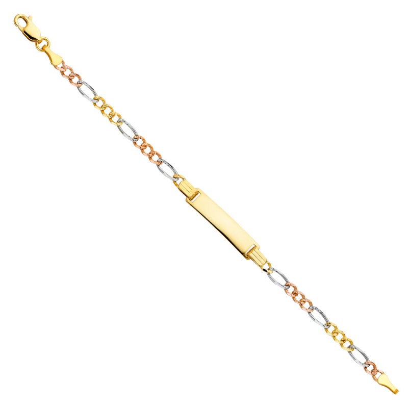 14K Gold Figaro 3+1 Baby Id Bracelet - 6'