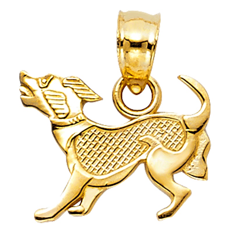 14K Gold Puppy Charm Pendant