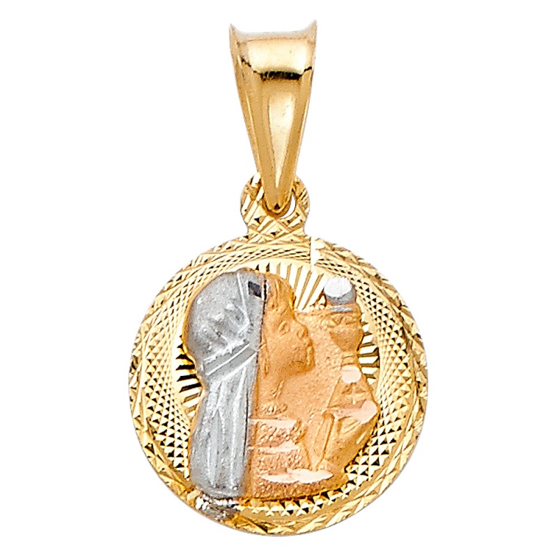 14K Gold Diamond Cut Stamp Communion Religious Pendant