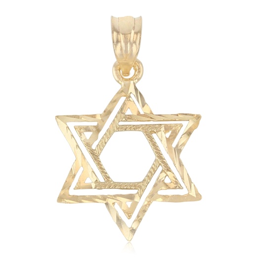 14K Gold Star Of David Charm Pendant