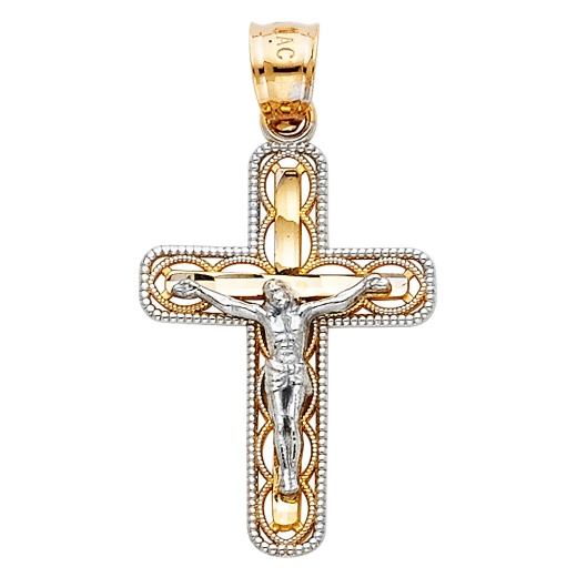 14K Gold Jesus Crucifix Cross Religious Pendant by Ioka