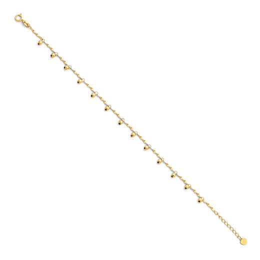 Ioka 14K Solid Gold Light Beads Anklet 9+1in