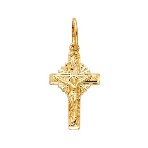 14K Gold Ioka Religious Crucifix Charm Pendant