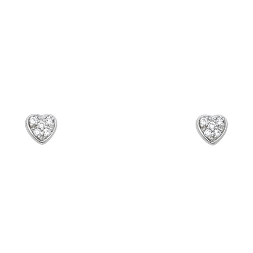 Ioka 14K Gold Cz Stone Heart Stud Earrings