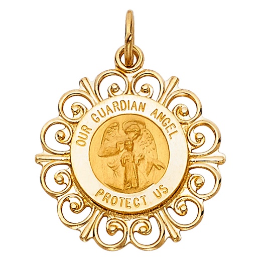 14K Gold Religious Our Guardian Angel Charm Pendant