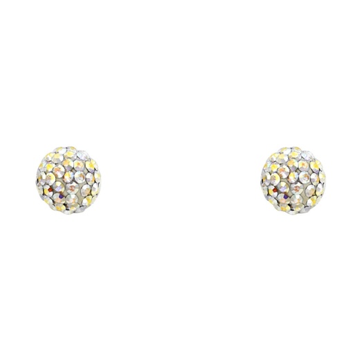 Ioka 14K Gold Cz Round Crystal Ball Stud Earrings