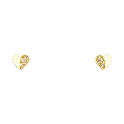 Ioka 14K Gold Cz Heart Stud Earrings