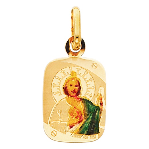 14K Gold St. Jude Enamel Religious Pendant - Ioka