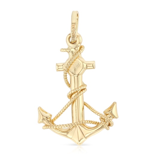14K Gold Anchor Charm Pendant - Ioka Jewelry