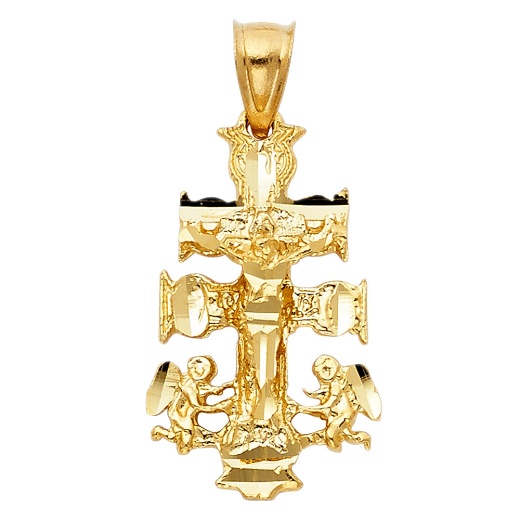 14K Gold Religious Cross Of Caravaca Charm Pendant - Ioka