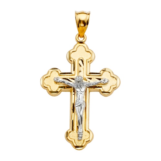 14K Gold Crucifix Cross Religious Pendant