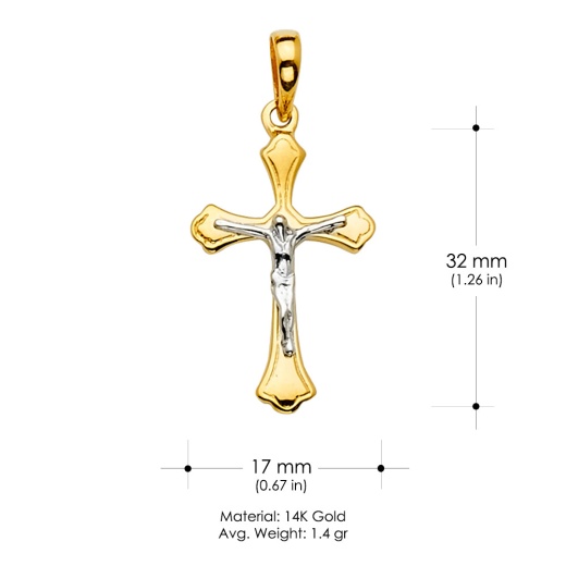 14K Gold Crucifix Cross Religious Pendant