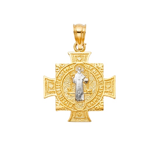 14K Gold St. Jude Religious Cz Pendant
