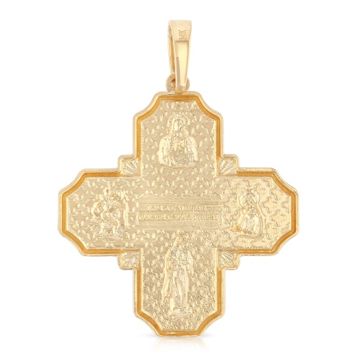 14K Gold Four-Way Jesus Cross Religious Pendant - Ioka Jewelry
