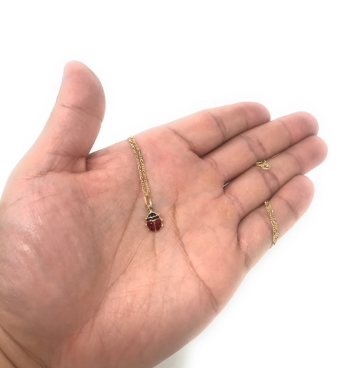 Ioka 14K Gold Lady Bug Colored Enamel Lucky Charm Pendant