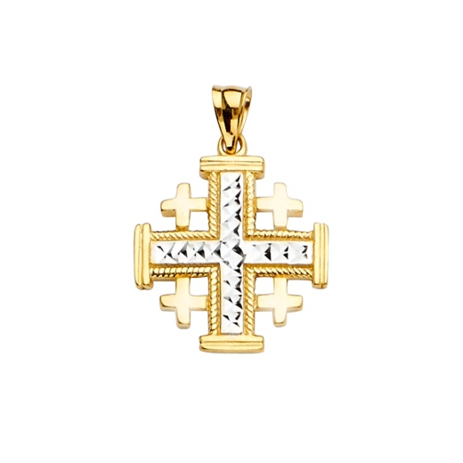 14K Gold Jerusalem Crusaders Cross Religious Pendant - Ioka Jewelry