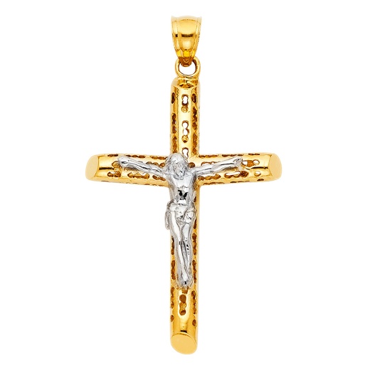 14K Gold Ioka Religious Crucifix Charm Pendant